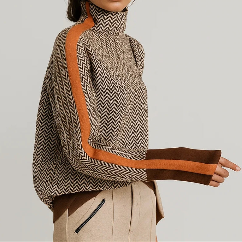 ナオミ | 洗練ヘリンボーンタートルニット