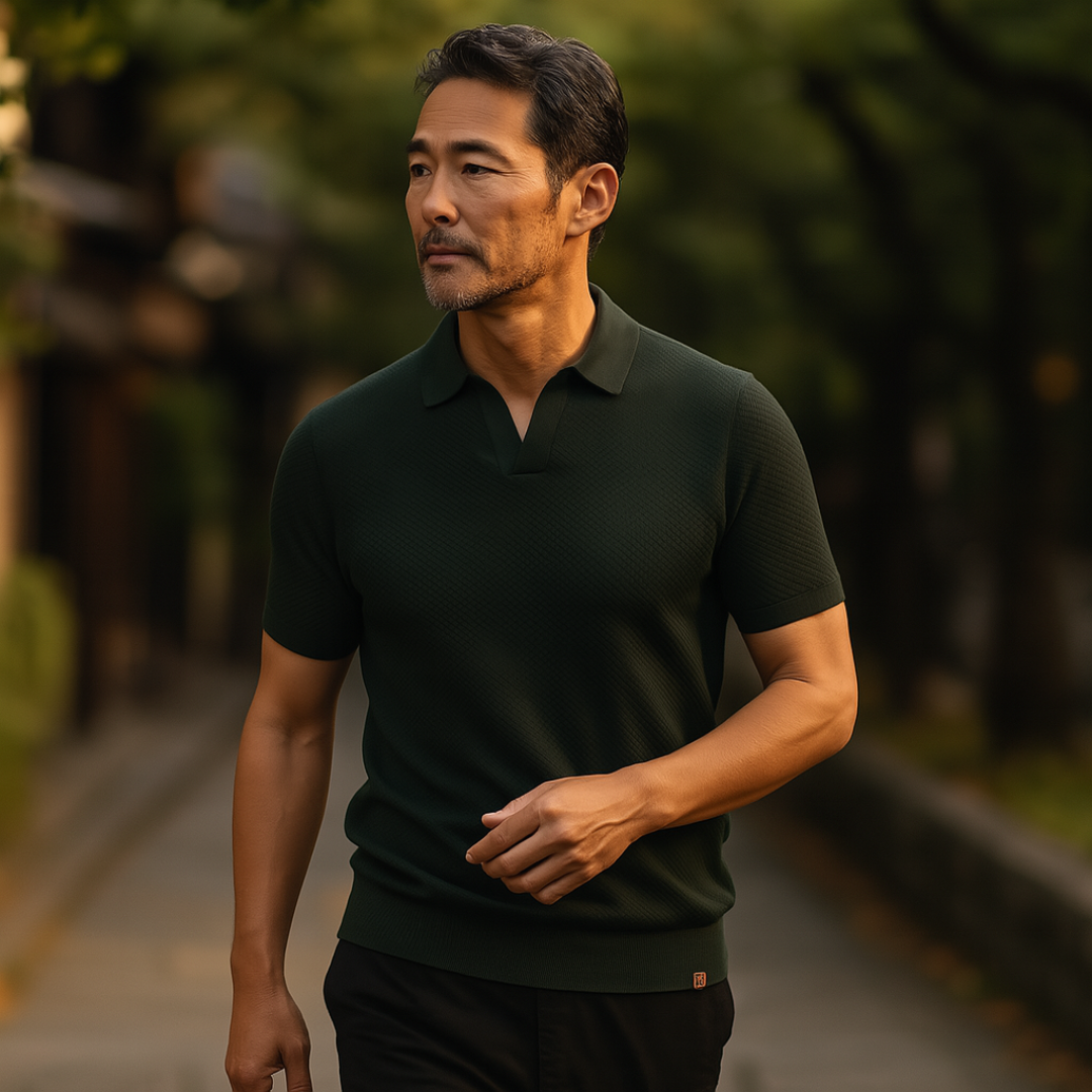 SENSE|ラグジュアリーなボタンなしポロシャツ