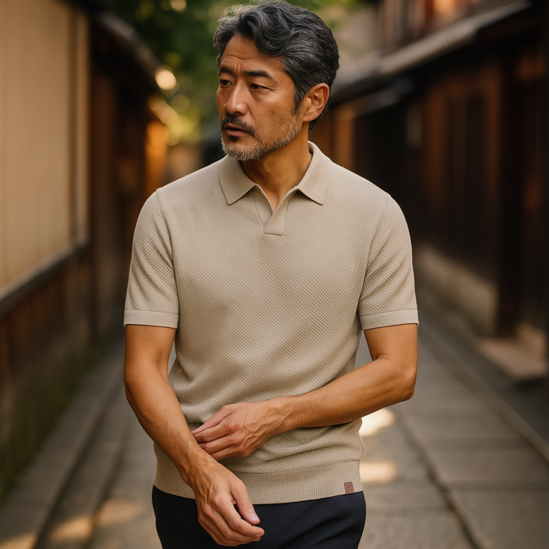 SENSE|ラグジュアリーなボタンなしポロシャツ