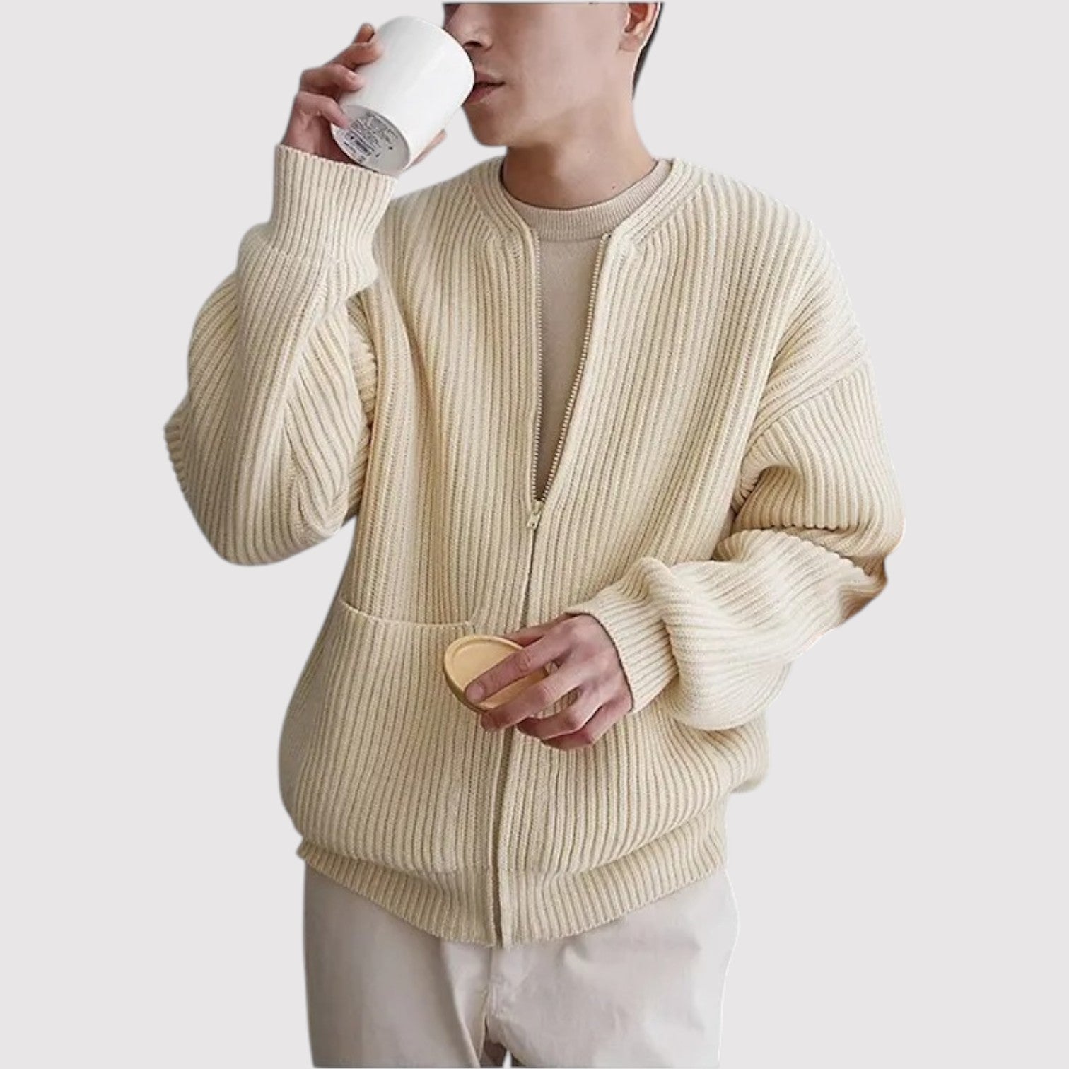 ふみひろ | プレミアムジップニットセーター